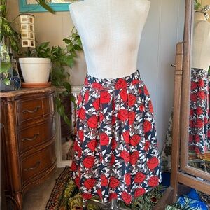 Anthropologie Comme Toi Lined Pleated Abstract Floral Skirt, Medium